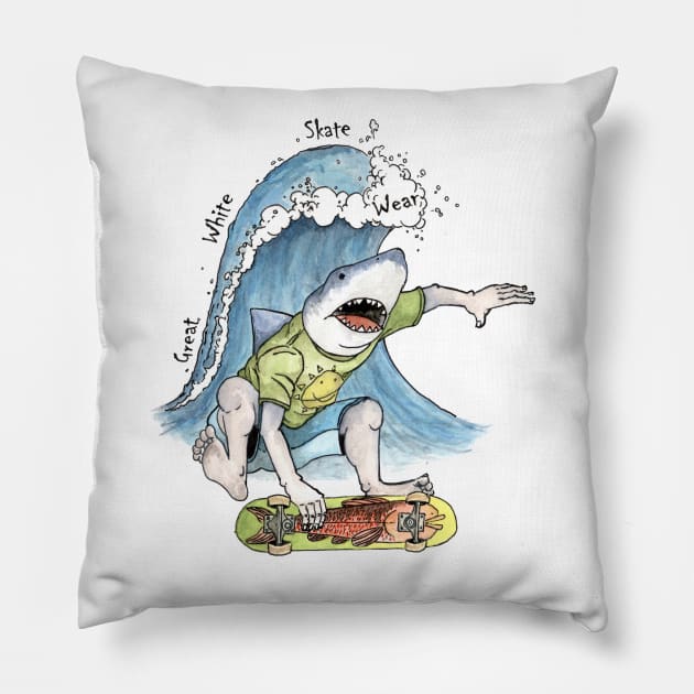 Shark Skate Shirt Pillow by JRWorks_