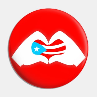 Puerto Rico Love Boricua Flag Heart Hands Pin