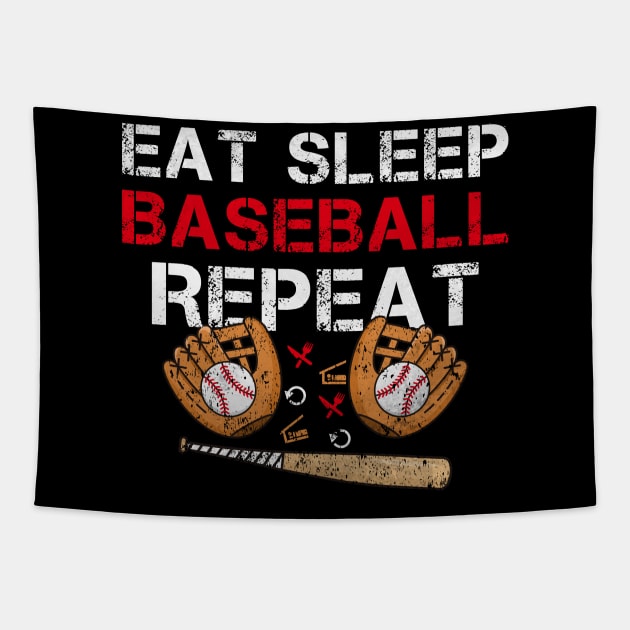 Eat Sleep Baseball Repeat Humor Baseball Players Tapestry by MetalHoneyDesigns