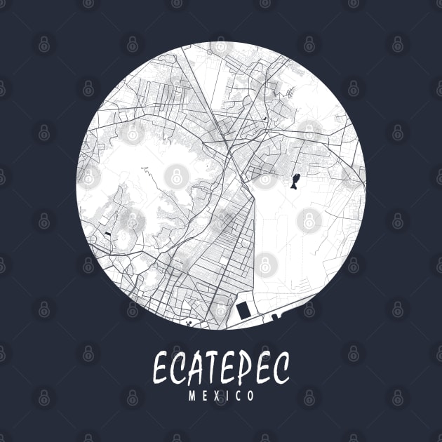Ecatepec, Mexico City Map - Full Moon by deMAP Studio