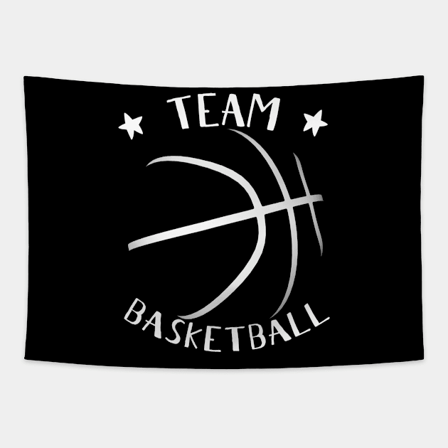 Only Basketball Sport BBall Outlines - Team Basketball Tapestry by HappyGiftArt