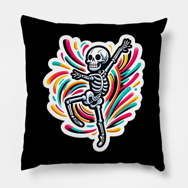 Ballet Dancing Skeleton Pillow by ManyMelany