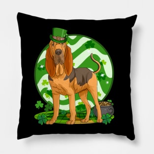 Bloodhound Dog St Patricks Day Leprechaun Pillow