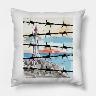 Lighthouse View Obstruct By Barb Design Pillow