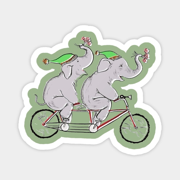 Elephant Pals on a Bike Magnet by AmysBirdHouse