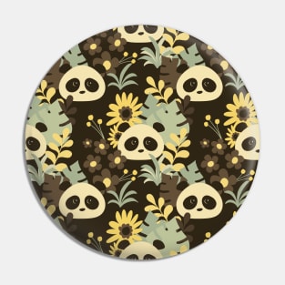 Boho Floral Pandas on Brown - 1000Pandas by Amanda Roos Pin