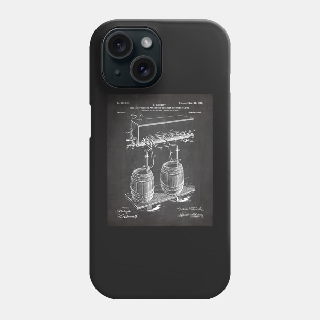 Beer Keg Patent - Home Brewer Craft Beer Art - Black Chalkboard Phone Case by patentpress
