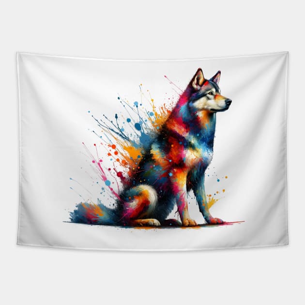 Czechoslovakian Vlcak in Vivid Splash Art Style Tapestry by ArtRUs