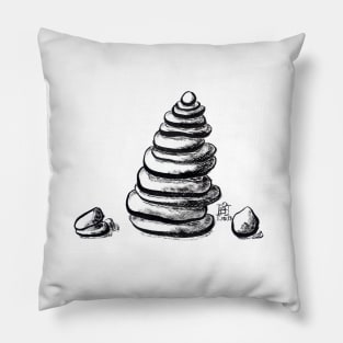 Stacked stones, beach fun, balancing stones Pillow