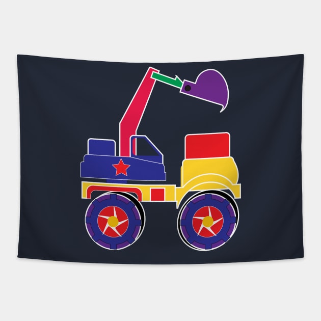 Little Backhoe Tapestry by Elgin the Elephant