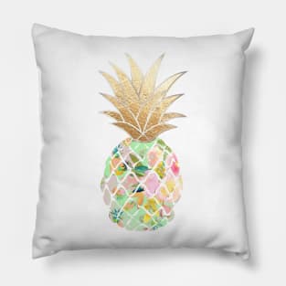 Aloha pineapple, mint green + faux gold Pillow