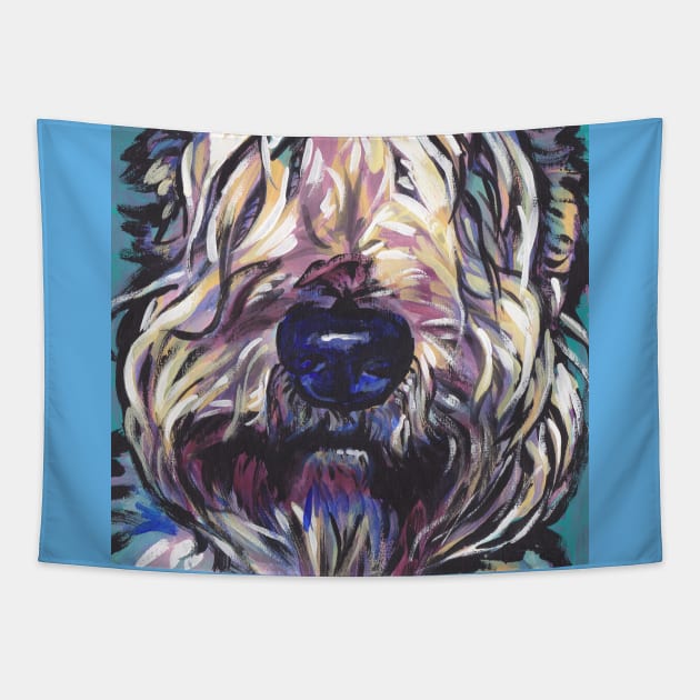 Wheaten Terrier Dog Bright colorful pop dog art Tapestry by bentnotbroken11