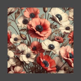 anemone and poppy flower pattern 6 T-Shirt