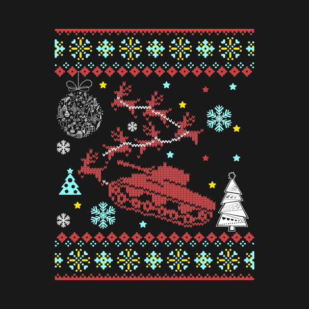 Military Tank Sleigh Reindeer Ugly Christmas Sweater by martinyualiso