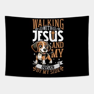 Jesus and dog - Swedish Dachsbracke Tapestry