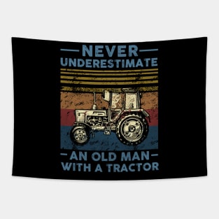 Never Underestimate An Old Man With A Tractor Tapestry