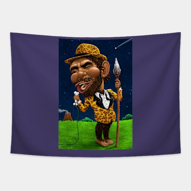 Croonin' Caveman Tapestry by Motzart