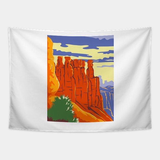 Bryce Canyon National Park in Paunsaugunt Plateau Garfield County and Kane County Utah WPA Poster Art Color Tapestry by retrovectors