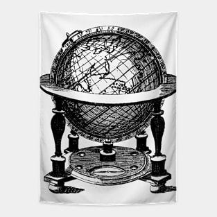 Etching of a globe in a stand Tapestry