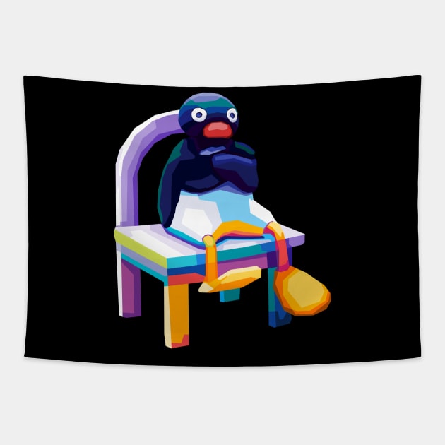 Angry Pingu meme Wpap Pop Art Tapestry by SiksisArt