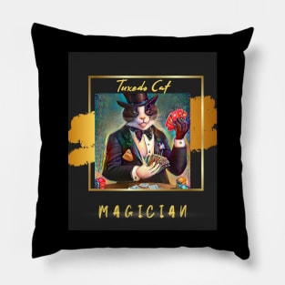 Tuxedo Cat Magician Pillow