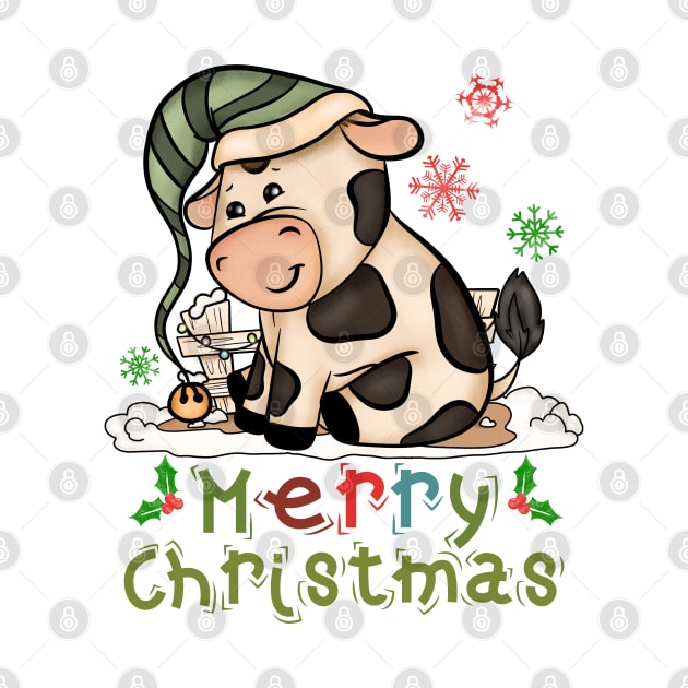 Kids Cow Christmas Cute Cow Merry Christmas Xmas Matching by alcoshirts