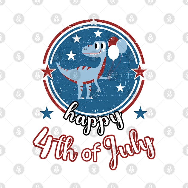 Happy 4th of July Cute Patriot Dinosaur by Cute Pets Graphically
