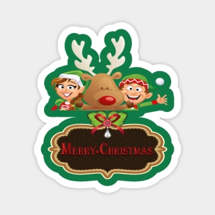 Merry Christmas Elves Magnet