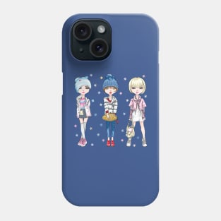 Hipster girl in winter clothes Phone Case