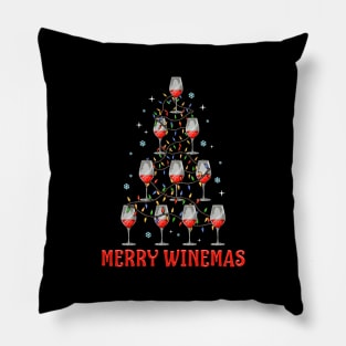 Merry Winemas. Funny Christmas Sweatshirt for Wine Lovers. Pillow