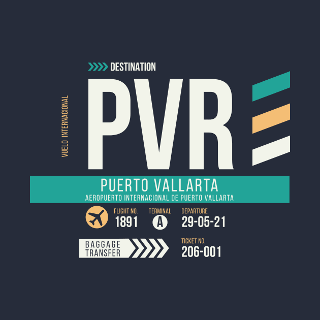 Puerto Vallart (PVR) Airport Code Baggage Tag by SLAG_Creative