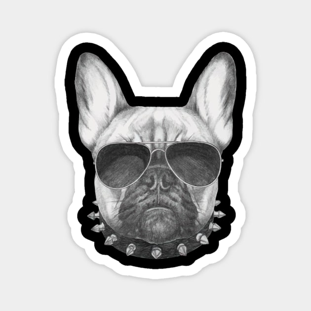 French Bulldog with collar and sunglasses Magnet by AnimalsFashion