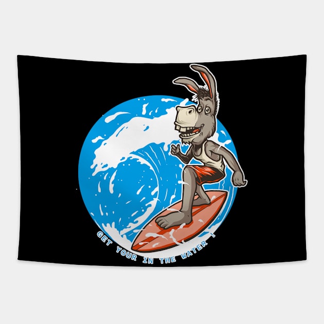 Get Your Ass In The Water Funny Donkey Tapestry by Aventi