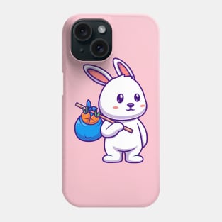 Cute Rabbit Bring Carrot With Bag Cartoon Phone Case