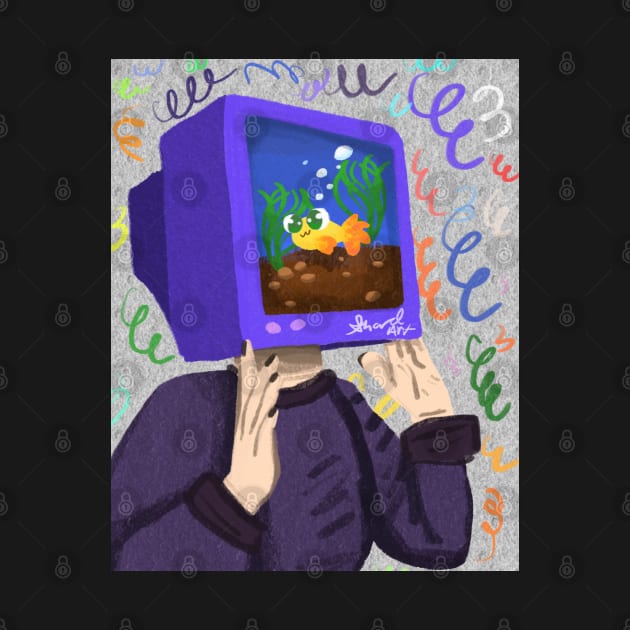 fish tank tv head by Shard Art