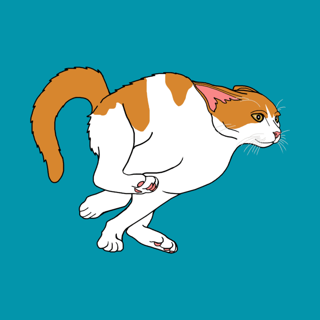 Running Hyperactive Orange and White Cat by Art by Deborah Camp