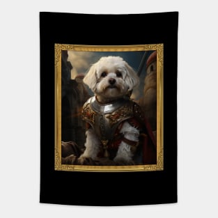 The Valiant Bichon Frisé - Medieval Conquistador  (Framed) Tapestry