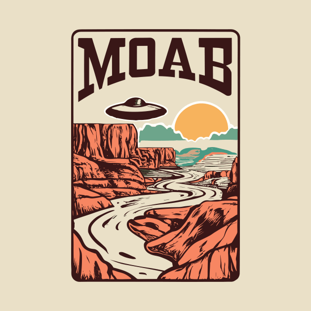 Moab Desert Canyon Retro UFO Illustration - Vintage Extraterrestrial Art by TeeTrendz