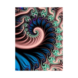 Pink and blue fractal spirals T-Shirt