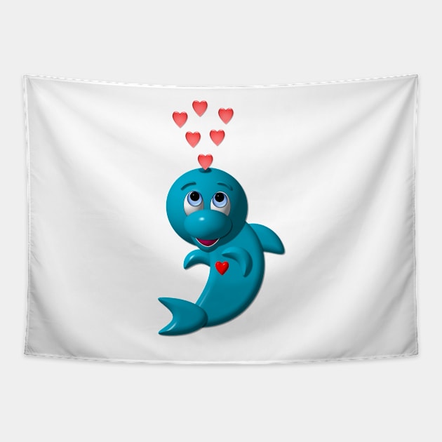 Cute Darling Dolphin Tapestry by CuteCrittersWithHeart