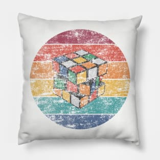 80s toys  Vintage Sunset Cube - Rubik's Cube Pillow