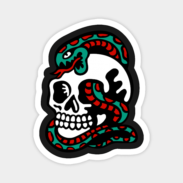 Skull and snake Magnet by lounesartdessin