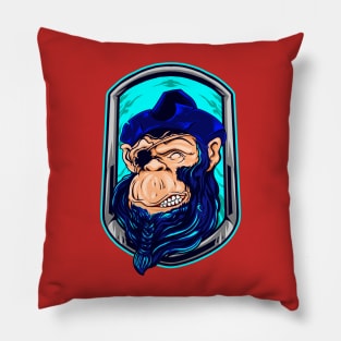 chimpanzee pirate illustration Pillow