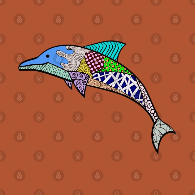 Cute Dolphin Design with Ornaments by Caving Designs