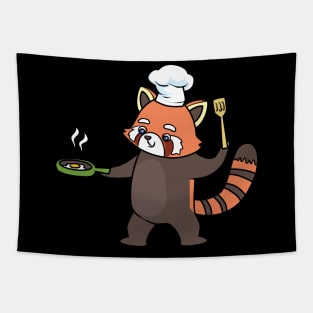 A red panda cooking Tapestry