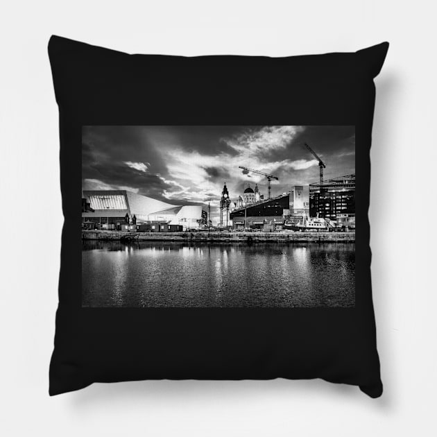 Liverpool skyline at night Pillow by stuartchard