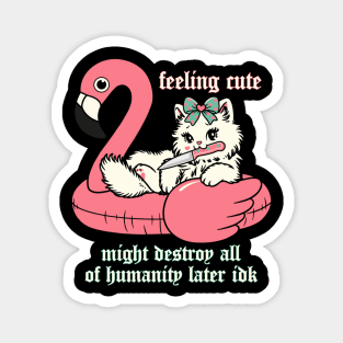 feeling cute kitty cat in flamingo floatie Magnet