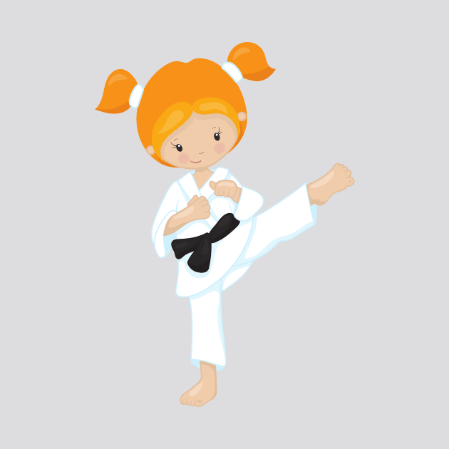 Karate Girl, Cute Girl, Orange Hair, Black Belt by Jelena Dunčević