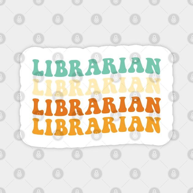 Funny Librarian Gift Retro Librarian Gift Groovy Librarian Magnet by kmcollectible