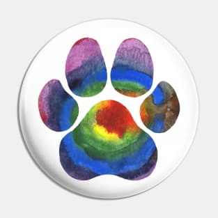 Rainbow Watercolor Paw Print Pin